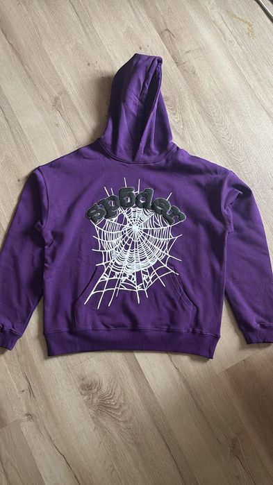 Hanorac mov cu glugă, model „spider web”, unisex, mărime L