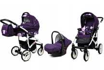 Carucior pentru copii, BabyLux, 3 in 1, Reversibil, Bumbac/Aluminiu, M