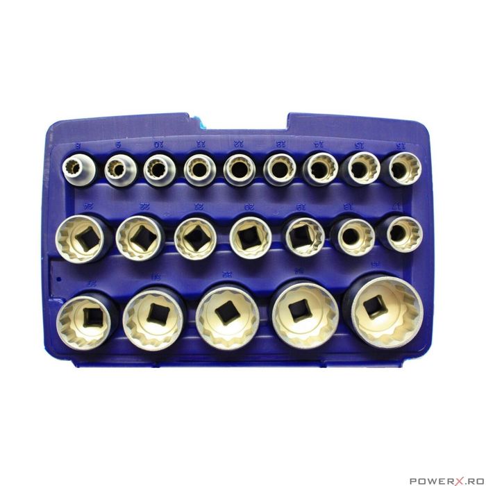 Trusa set 12 chei tubulare 1/2" 8-35 mm, 12 colturi, spline, Asta