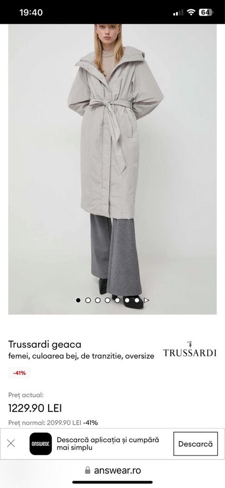 Pardesiu  - Trench Trussardi marimea M