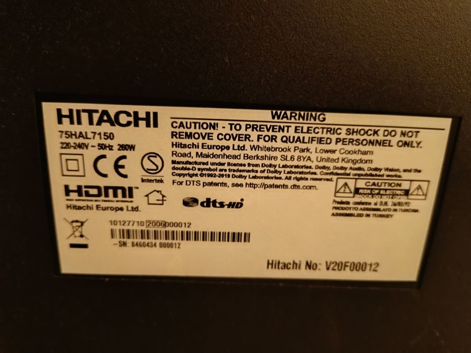 Телевизор Hitachi 75 инча 75HAL7150