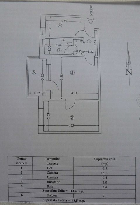 Apartament 2 camere Etaj 1 Centru