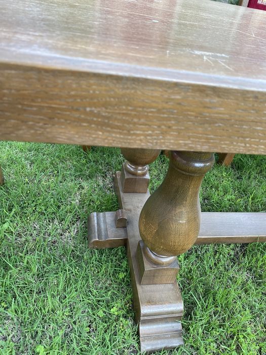 Френска трапезна маса от масивен дъб 210/90/ 74 + 4 стола