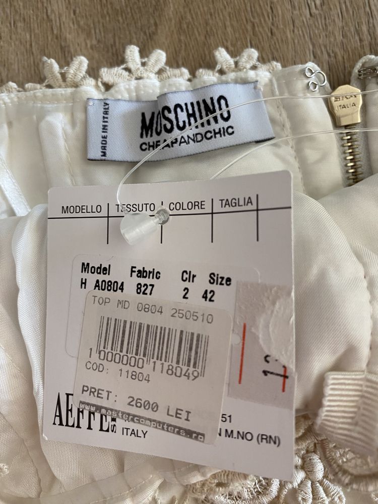 Bluza Moschino alba tip corset. Nou cu erticheta