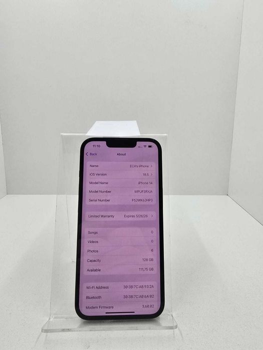 Iphone 14 128Gb 100% (B-40779)(Iulius Mall) Garantie 2 Ani