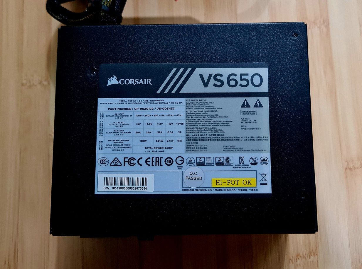 Sursa gaming Corsair putere 650W model VS650