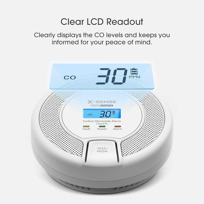Detector Monoxid de Carbon X-Sense cu Afișaj Digital și Baterii