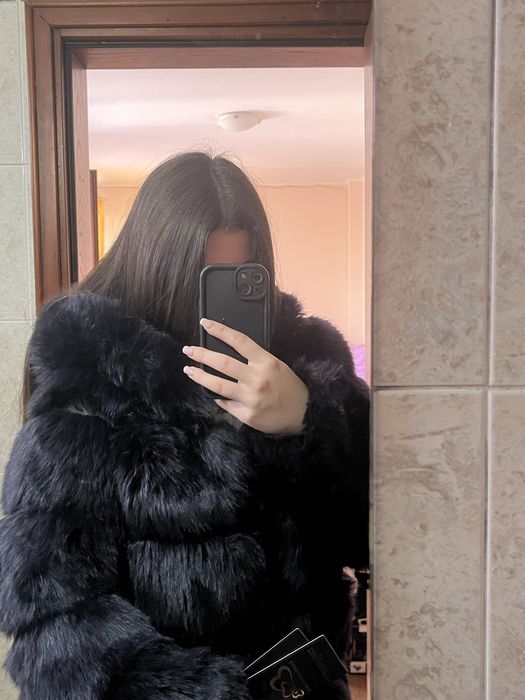 Палто от естествен косъм с етикет