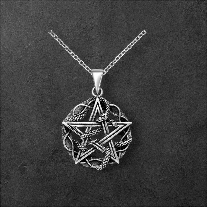 Pandantiv din argint barbati Motive Celtice, Sarpe si Stea - 7.8g