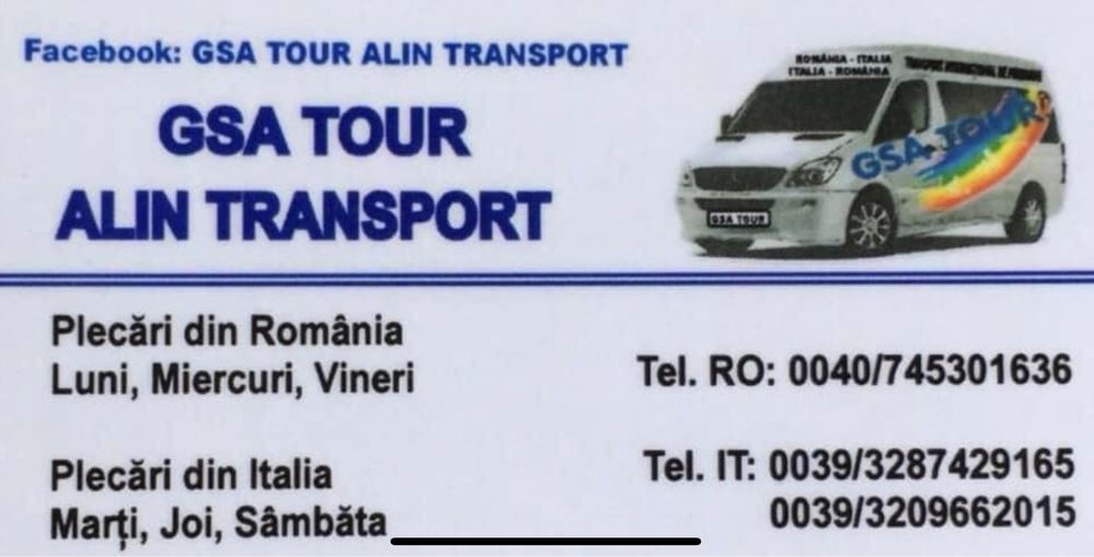 Agentie transport persoane colete Romania Italia