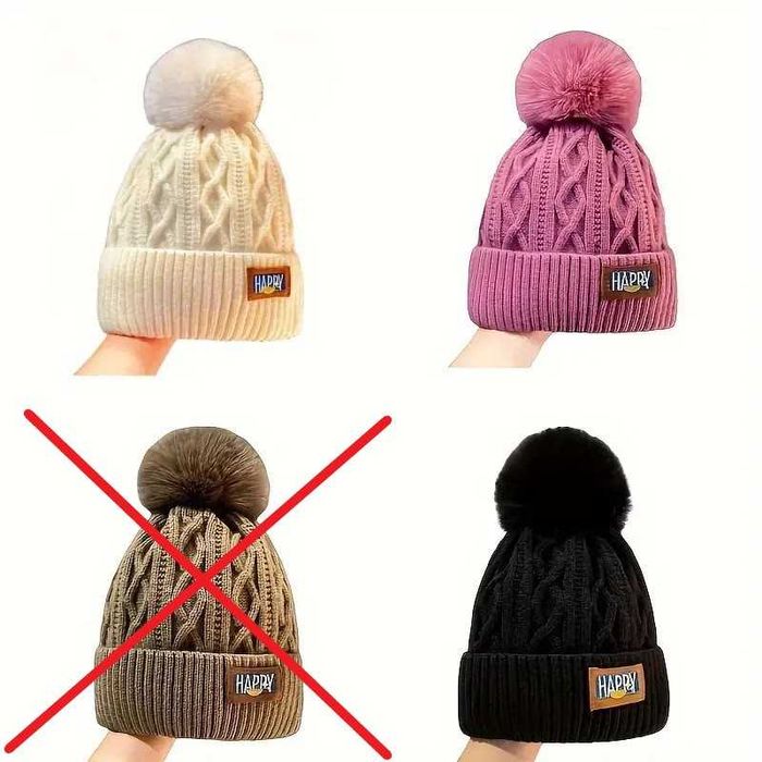 Нова зимна дамска шапка с пух, в три цвята