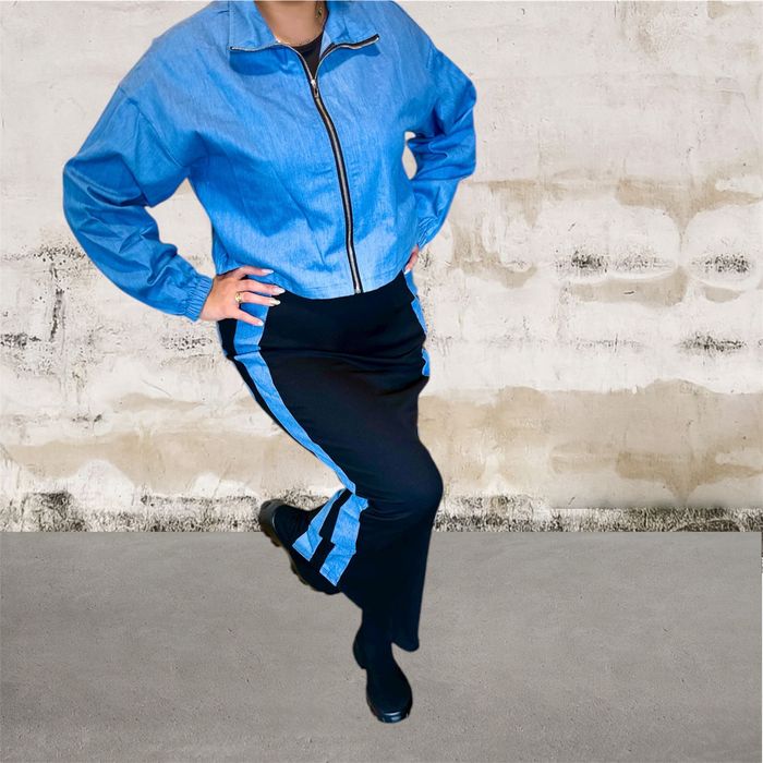 Дамски комплект от две части дълга рокля + яке втален дизайн