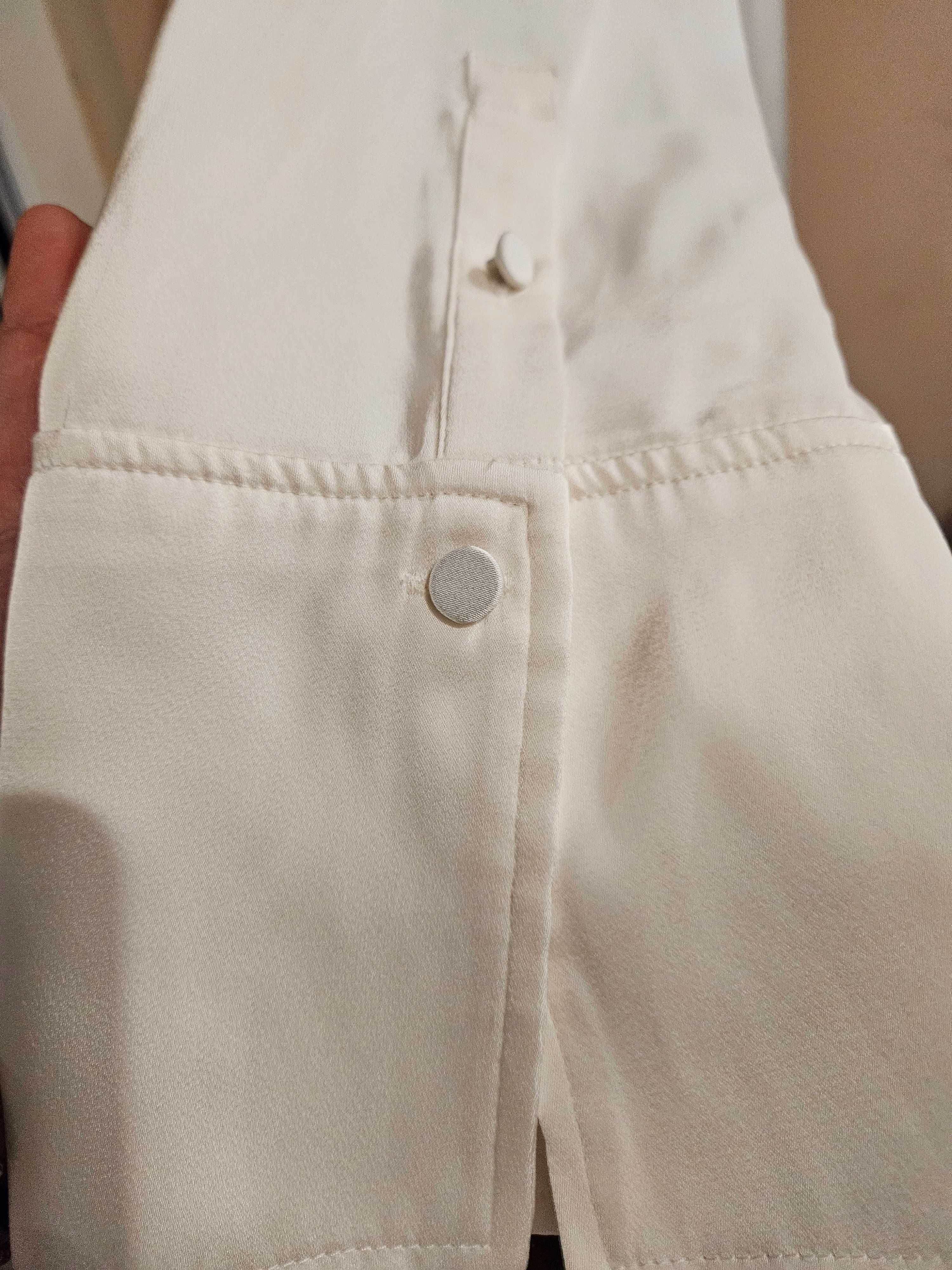 Massimo Dutti camasa  tunica alba din vascoza