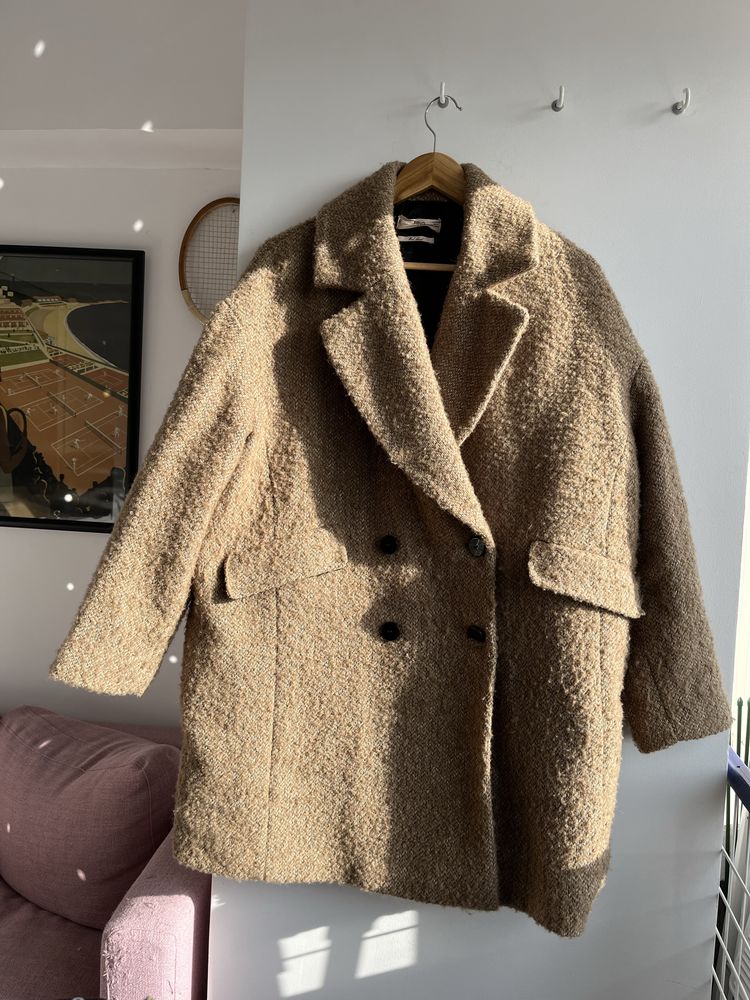Palton lana dama (30%) oversized Mango, marime M