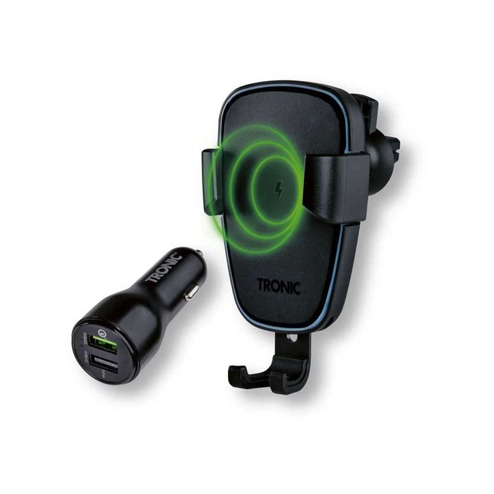 Suport auto pentru smartphone TRONIC, cu încărcător QI 10 W (negru)