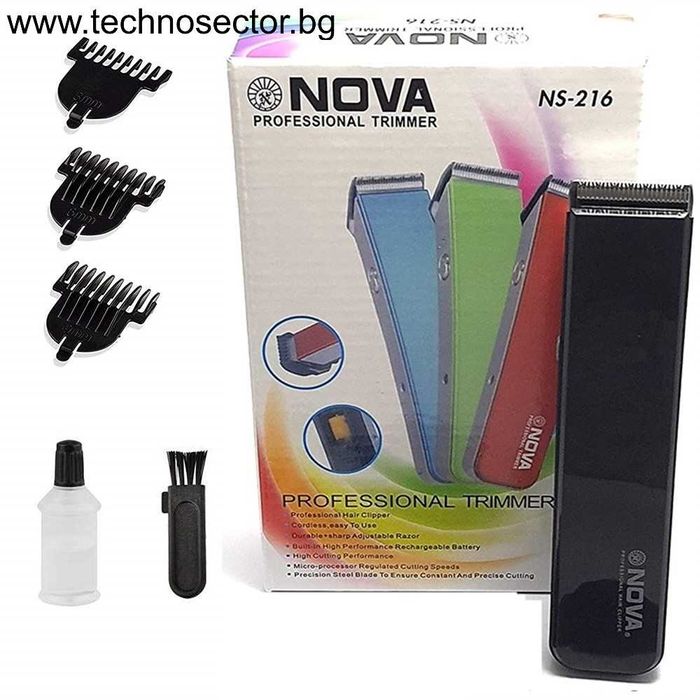 Машинка за подстригване, тример за брада NOVA NS-216, 3 приставки