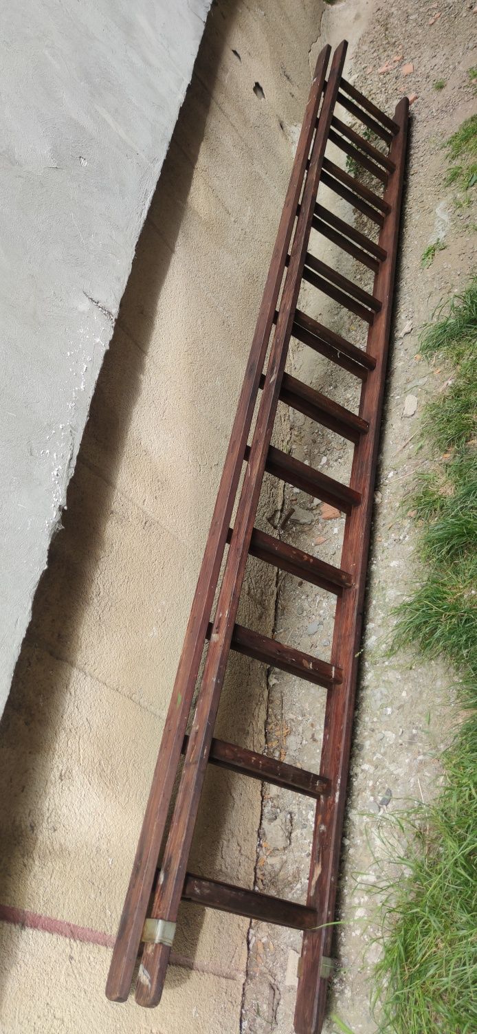 Scara dubla vintage din lemn de stejar 3,5 m×2