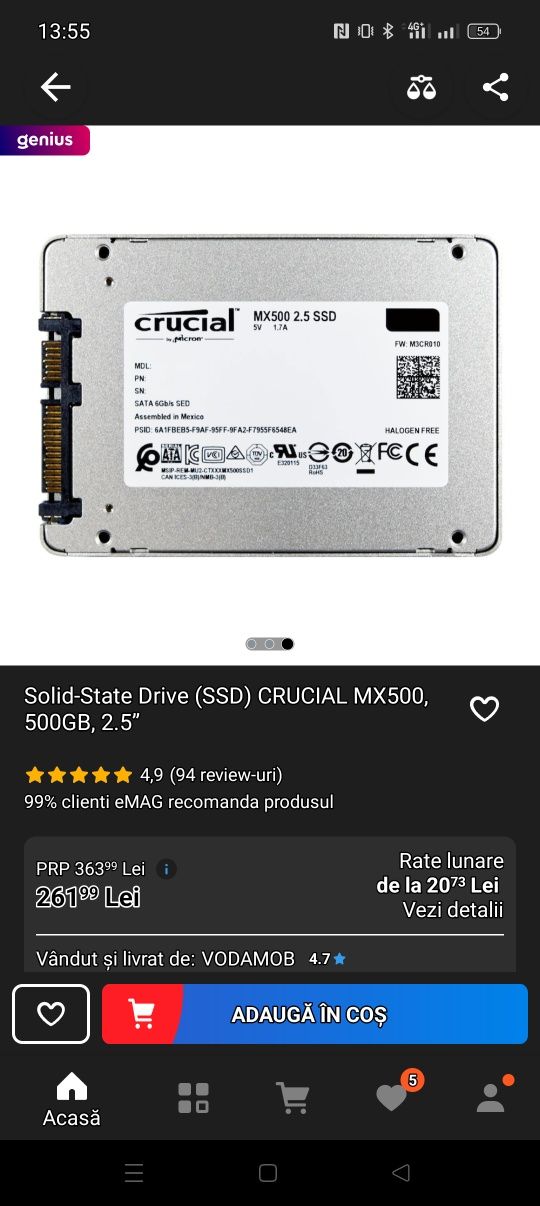 SSD Crucial 500Gb