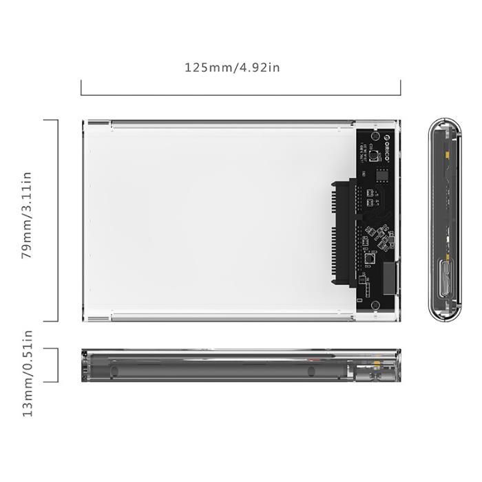 Кутия за хард диск 2,5 USB 3.0 HDD / SSD - Прозрачна