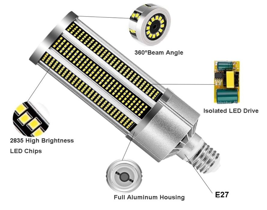 LED Ултра-Ярка E27/E39/E40 Лампа за Таванно Осветление, 6000 лм 50W