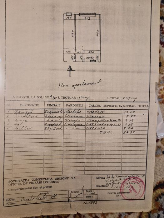 Proprietar vand garsoniera militari