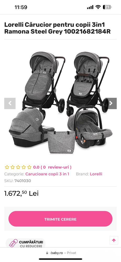 Carucior 3 piese lorelli