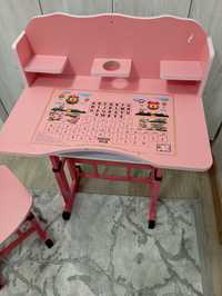Детско бюро за момиче + стол, цвета е розов
