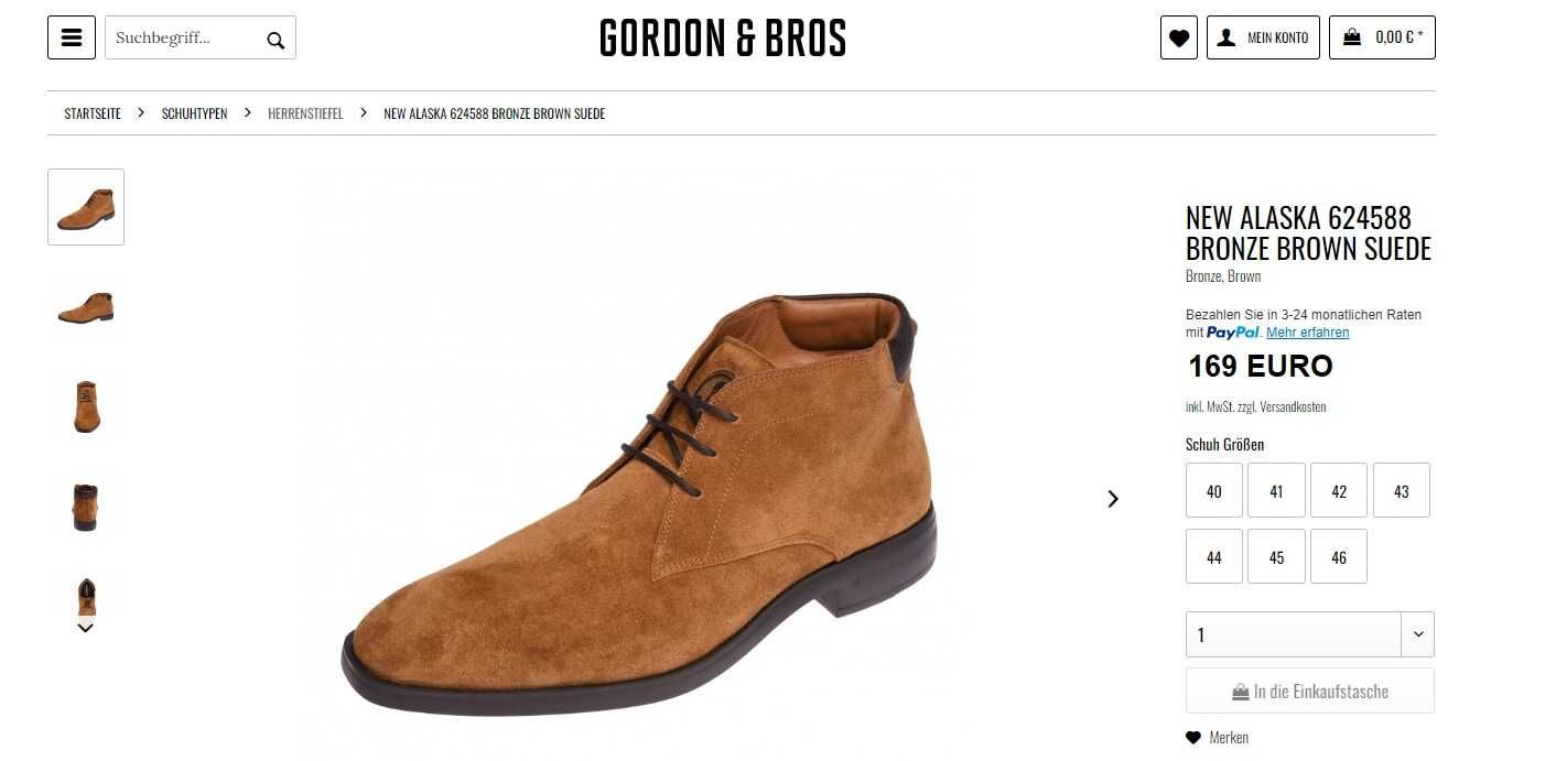 Ghete lace up 43 premium Gordon & Bros piele naturala moale