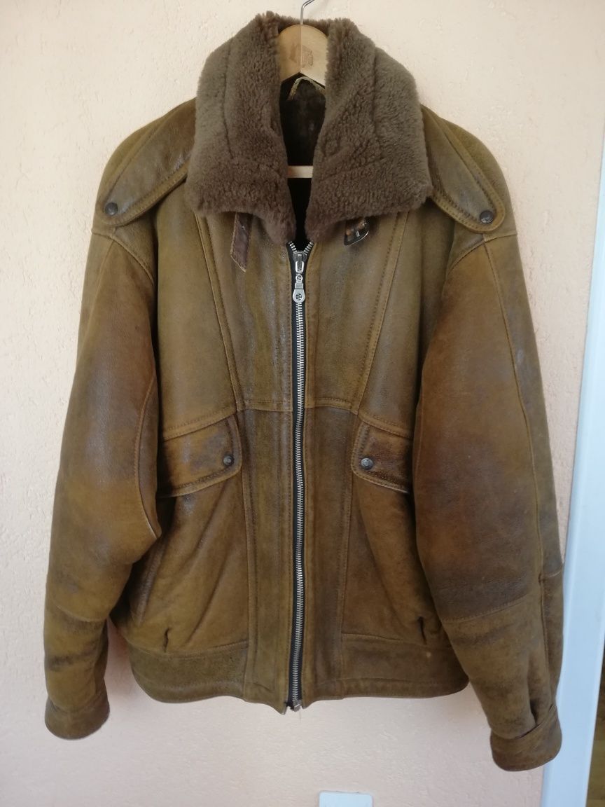 Geaca Aviator piele+blană naturala bărbați Vera Pelle xl