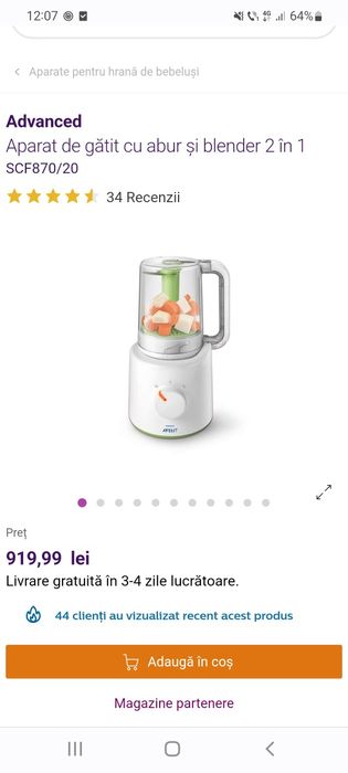 Aparat de gatit cu aburi 2 in 1 Philips Avent