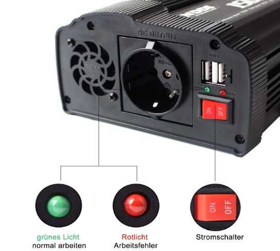 Инвертор NDDI POWER 1500 W преобразувател на напрежение 12 V към 230 V