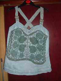 set bluza brodata denim cu sacou