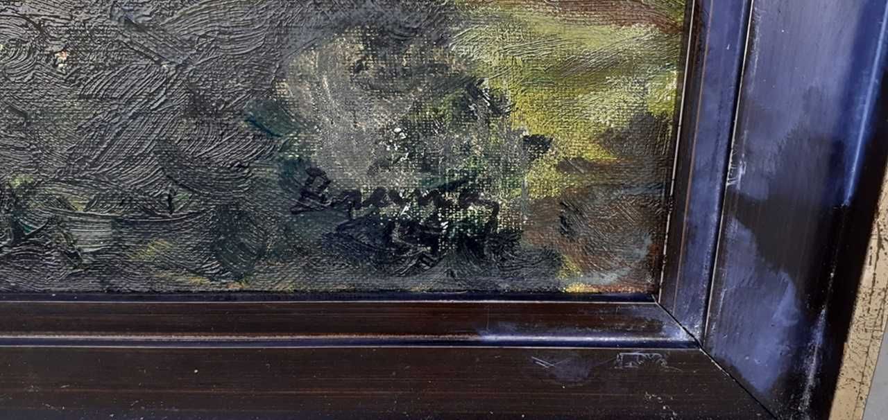 Tablou vechi - peisaj rural - semnat Brana 1944