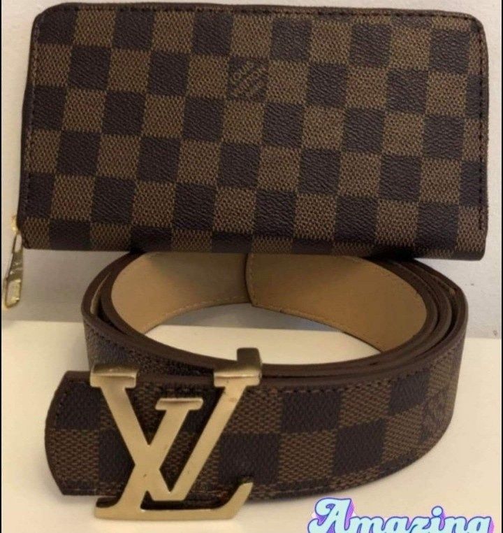 Set Louis Vuitton, curea unisex+portofel ,logo imprimat, saculet inclu