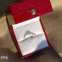 inel logodna aur alb diamant nou 14k 2gr cu briliant 0.11k certificat