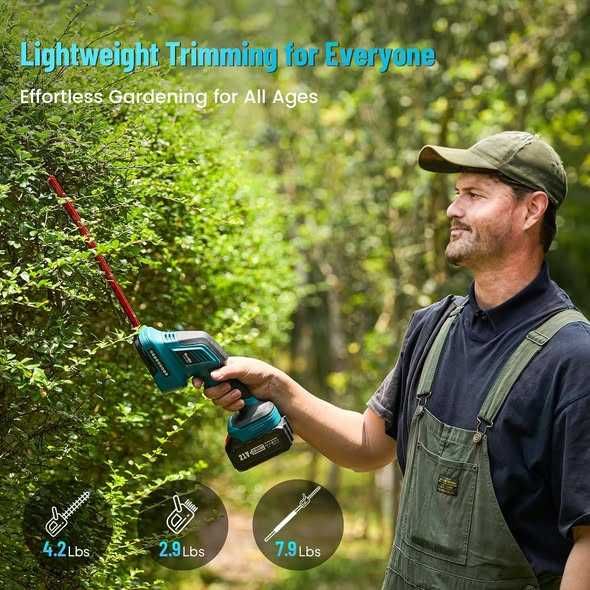 Foarfecă telescopică pentru gard viu SEESII 3 în 1 cu baterie