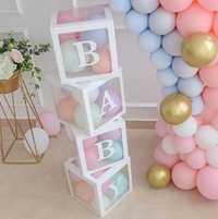 Кутии за декорация украса за бебе дете Кутия за балони BABY рожден ден