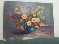 Антикварна картина ,,Натюрморт с цветя ,, на художника.Н.Илиев.