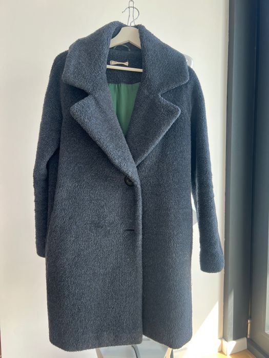 Палто с вълна в син цвят