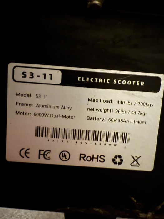 Boyueda S3-11 електрически скутер Scooter 6000W като нов