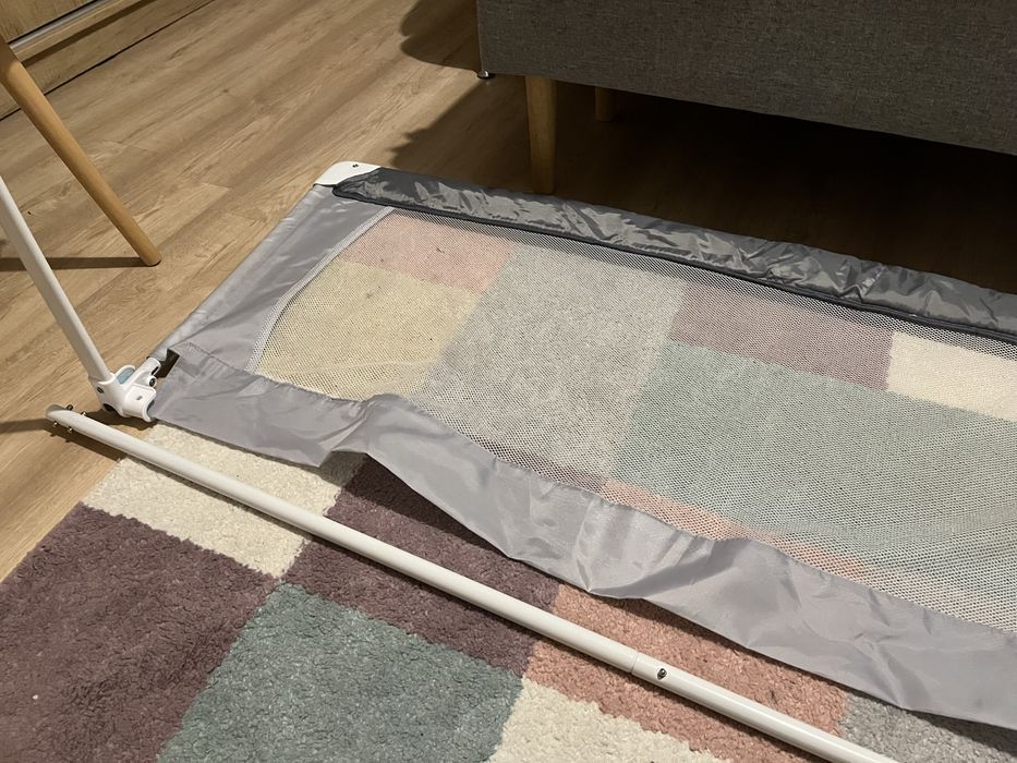 Bariera de protectie pentru pat, Wunderkid, 150x58 cm, Gri