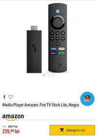 Fire TV Stick Lite, Media Player Amazon, Negru