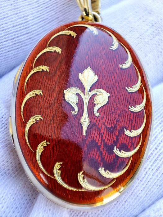 Fabergé Masterpiece Victor Mayer Pandantiv Aur 18K Diamante Email Rosu