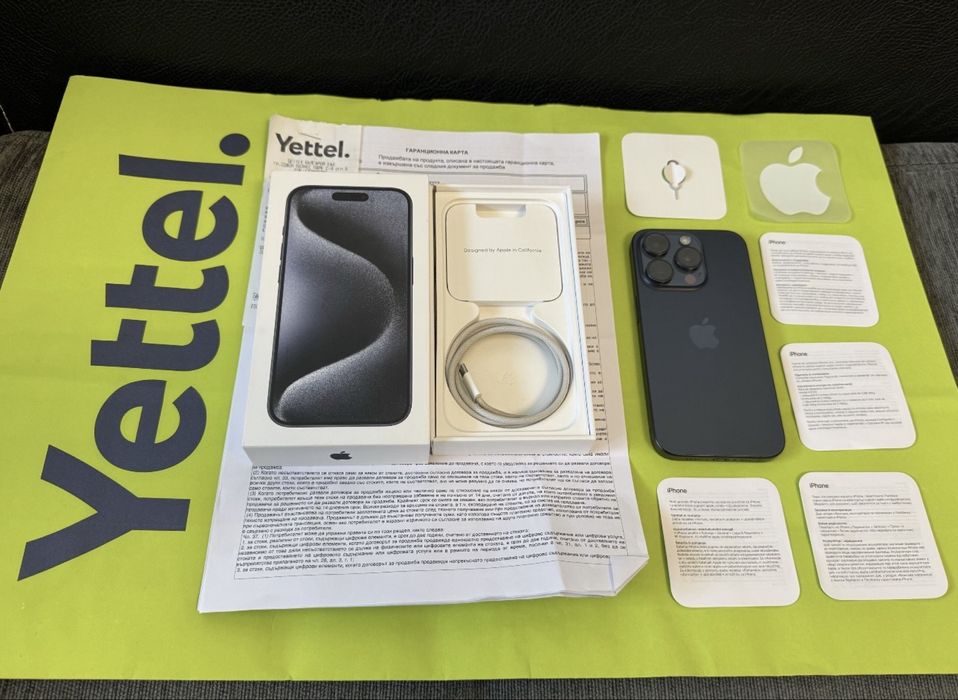 КАТО НОВ 256GB iPhone 15 Pro Yettel Гаранция 2026 Titanium Blue