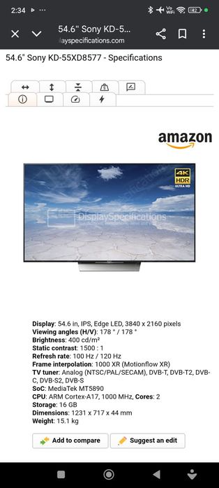 Televizor Sony smart 139 cm 4k android