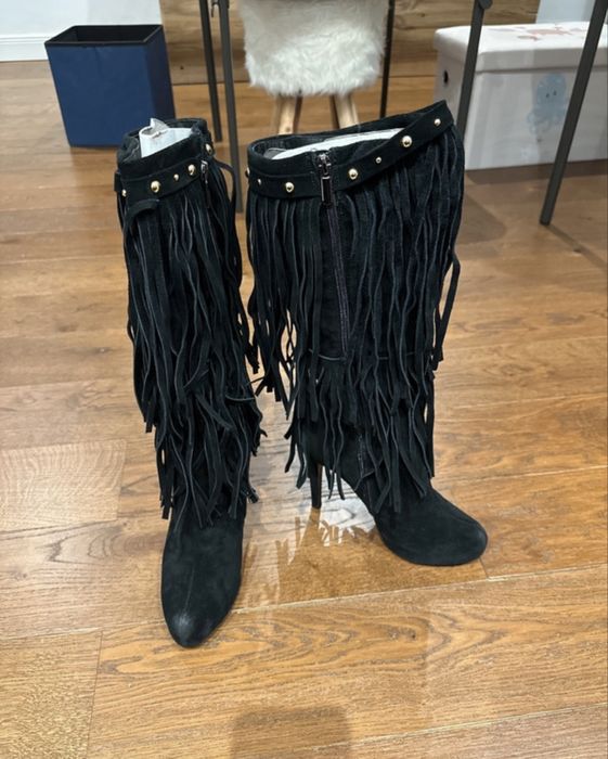 Cizme Roberto Venuti piele naturala (cu franjuri si medalion)