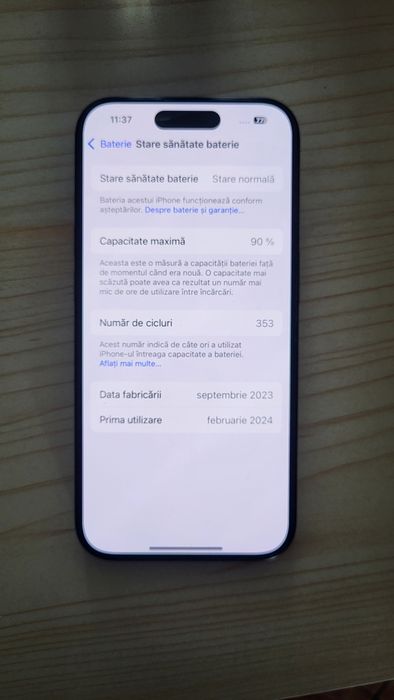 iPhone 15 Pro - 512GB - 90% Sanatatea Bateriei