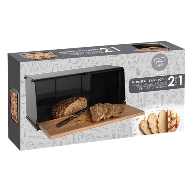 Кутия за хляб с дъска за рязане-40х18х16 см.