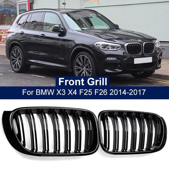Grile Nari Duble M BMW X3 X4 F25 F26 LCI FACELIFT M Look, Negru Lucios
