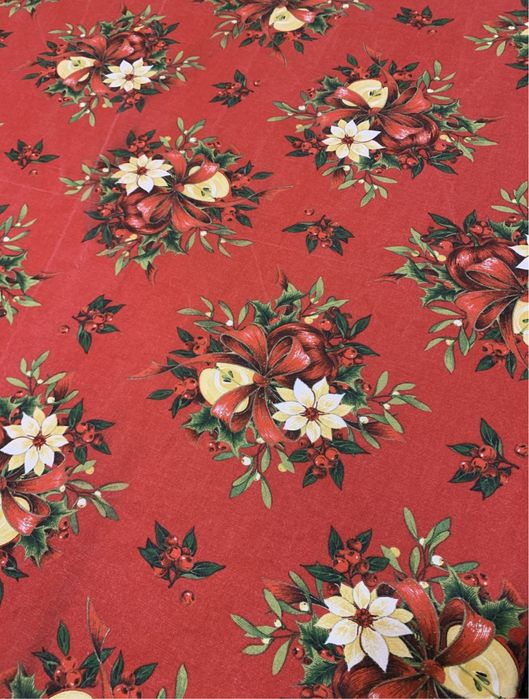 Ocazie.Fata masa rosie 140x220, VINGI Italia 100% bumbac, de sarbatori